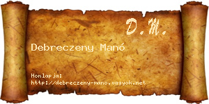 Debreczeny Manó névjegykártya